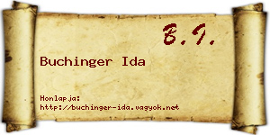 Buchinger Ida névjegykártya